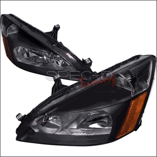 Overtime Crystal Housing Headlights for 03 to 07 Honda Accord; Black - 12 x 20 x 25 in. OV126190 - main